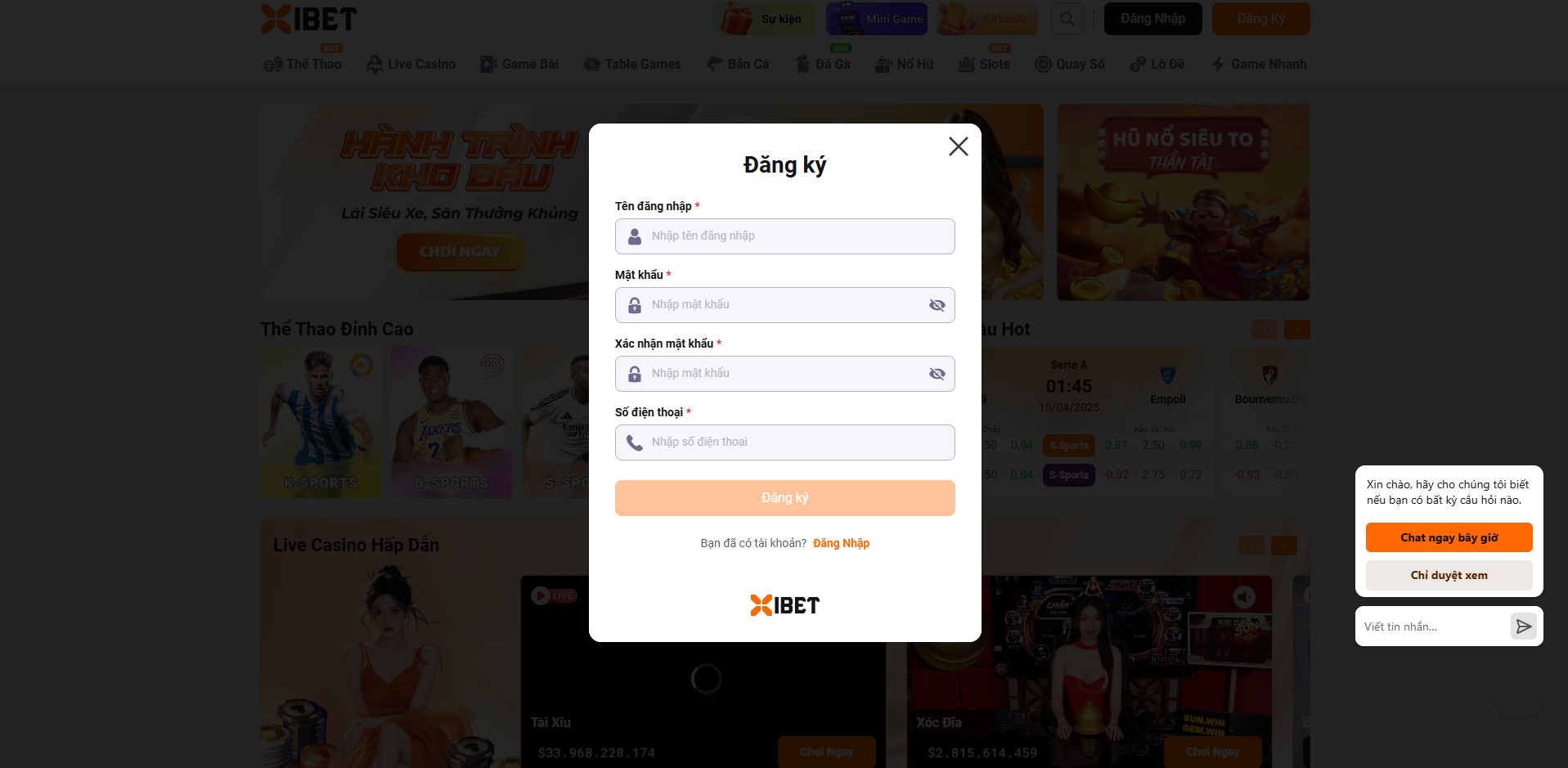 Biểu mẫu đăng ký XIBET Biểu mẫu đăng ký XIBET